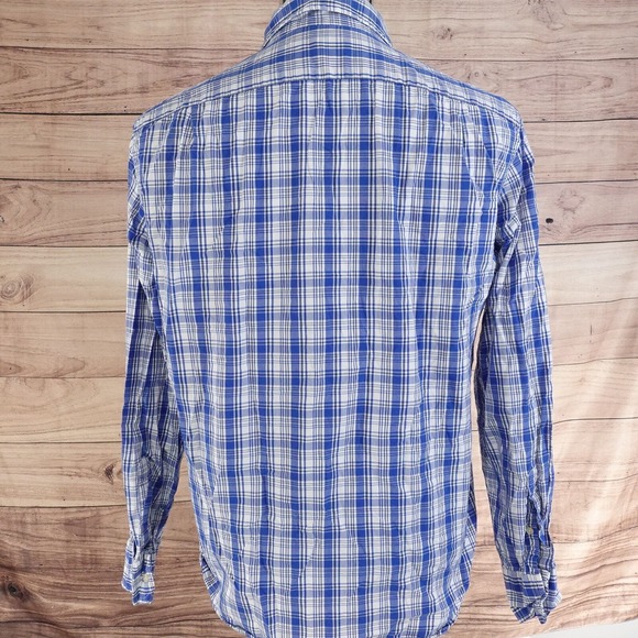J.CREW MEN'S CASUAL BUTTON UP SHIRT PLAID TAILORED FIT SIZE M BLUE WASHED - Picture 5 of 6